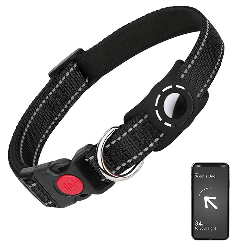 Reflektierendes Nylon-Hundehalsband mit schützender Taucherstoff-Hülle für Tracker