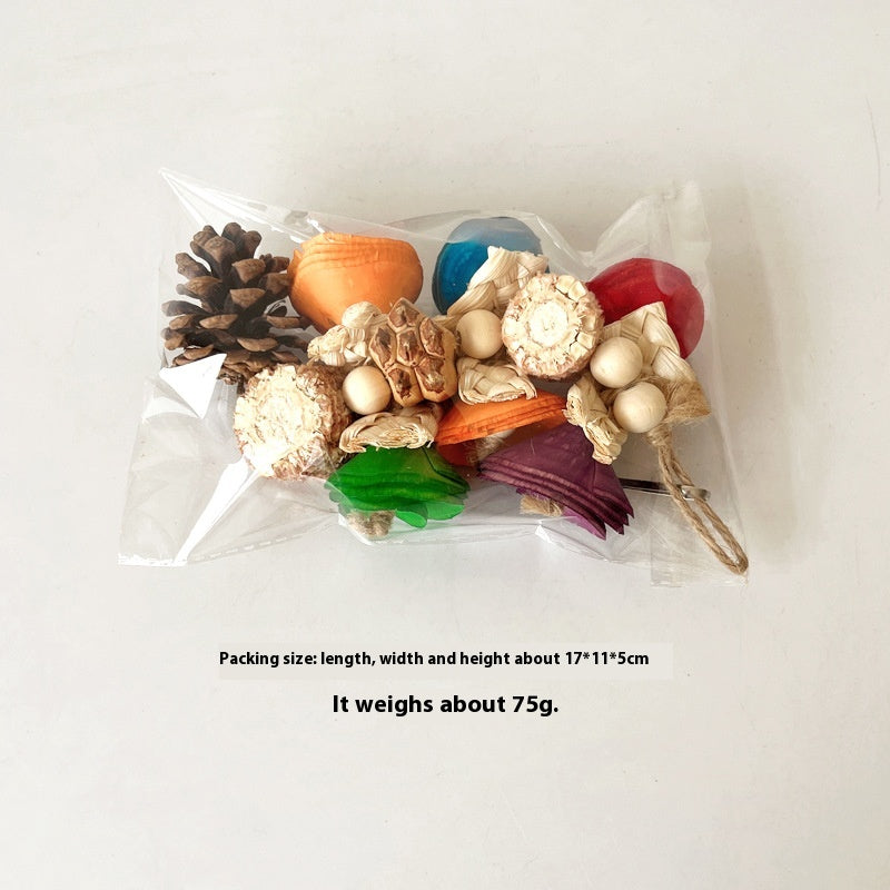 Natural Material Parrot Toy Birdcage Pendant
