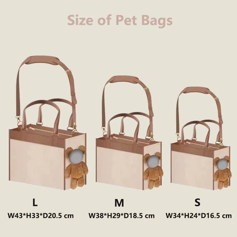 Kreative Haustiertasche mit großem Fassungsvermögen, Outdoor-Umhängetasche, Tragetasche für Katzen und kleine Hunde, Design: Brauner Bär, Haustierbedarf