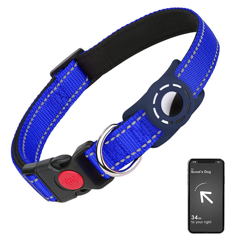 Reflektierendes Nylon-Hundehalsband mit schützender Taucherstoff-Hülle für Tracker