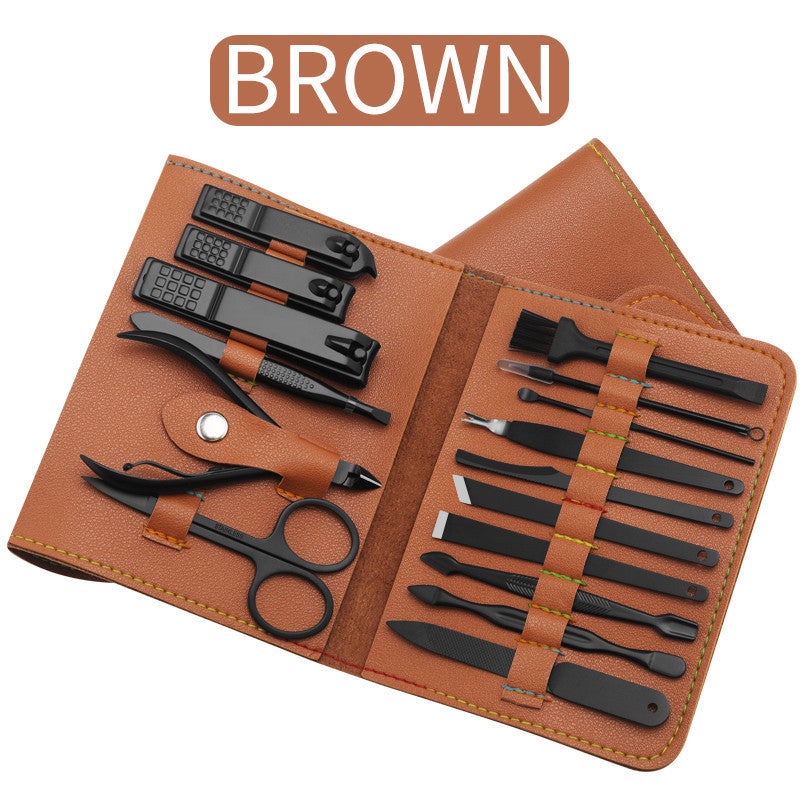 16-teiliges Set Nagelknipser Schneider Trimmer Ohrlöffel Pflegeset Maniküre-Set Pediküre Zehennagel-Kunst-Werkzeug-Set mit Tasche