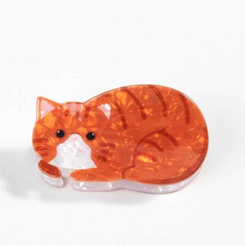 Haarspangen mit Katzen-Cartoon-Print und Greifmechanismus