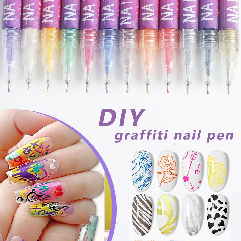 Set mit Acrylmarkern für Nailart, Graffiti-Design und präzise Konturenführung