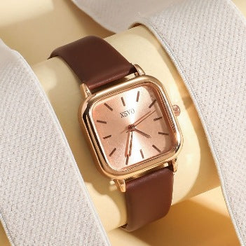 Relógio quadrado de moda simples com design feminino relógio de quartzo