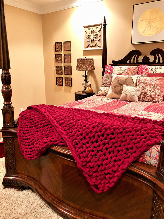 Ins handmade coarse wool woven chenille blanket