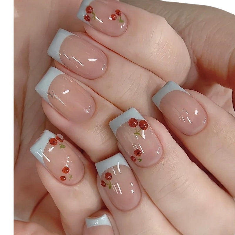 French Cherry Manicure Handmade Detachable Wear Nail