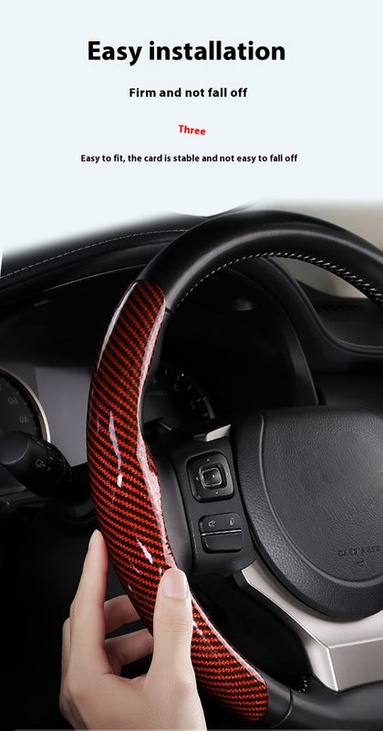 Car Carbon Fiber Pattern Glossy Car Steering Wheel Cover