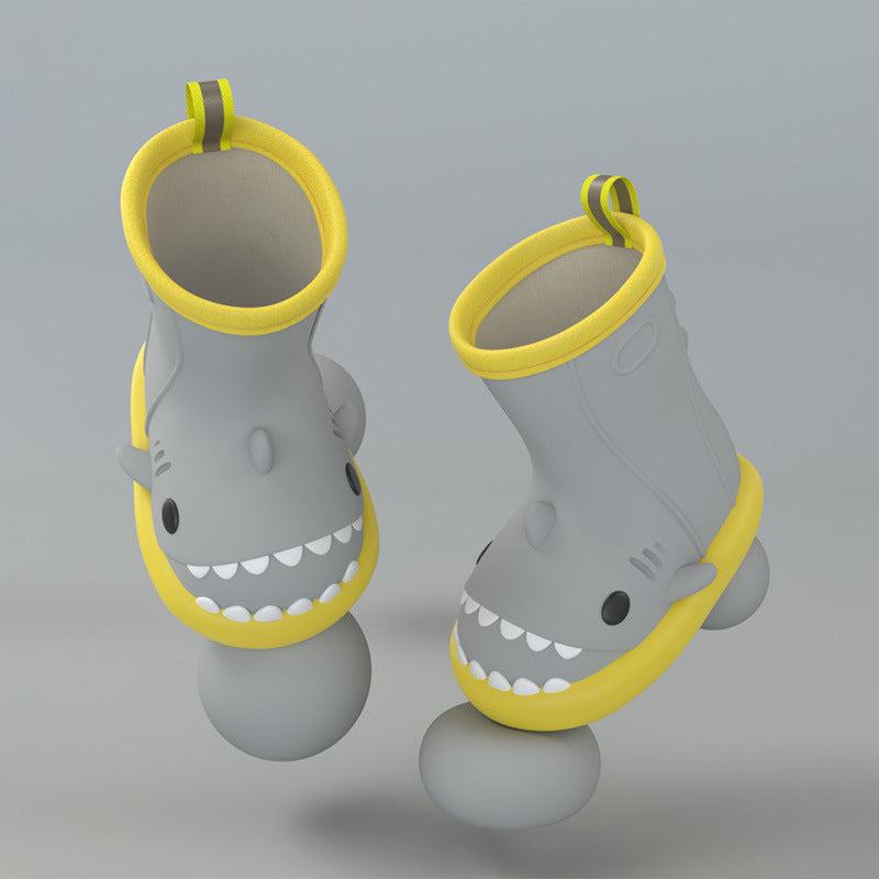 Children Boys Girls Cute Cartoon Waterproof Shoes Safety Rubber Shark Slippers Kids Rain Boots