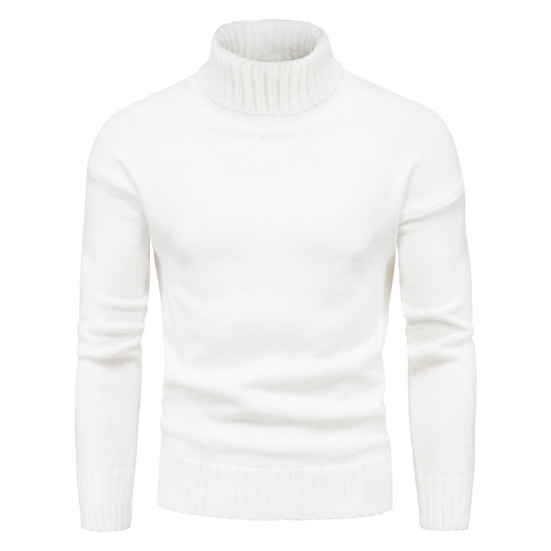 Camisola de Malha de Gola Alta de Cor Sólida para Homem