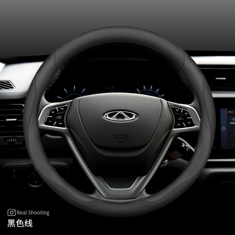 Leather Sports-style Steering Wheel Cover