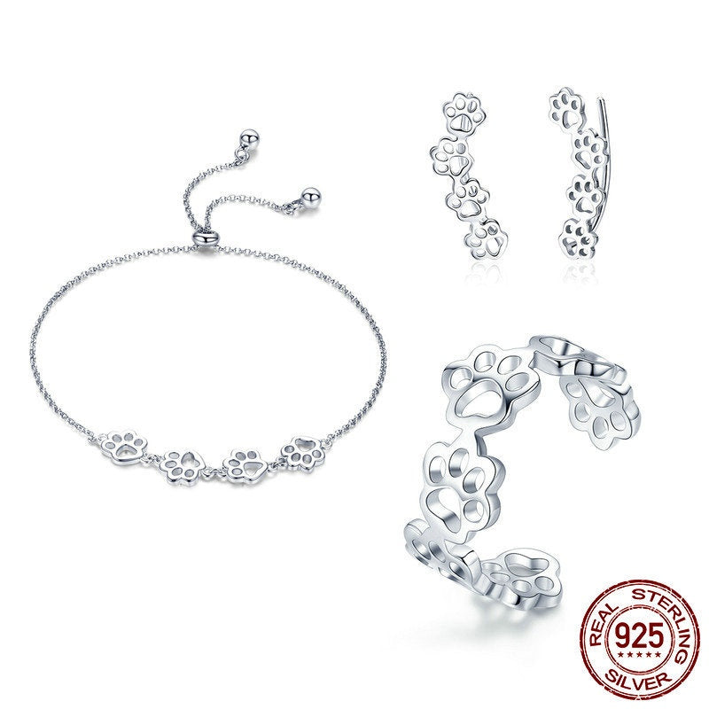 Niedlicher Pfotenabdruck-Ring aus Sterlingsilber