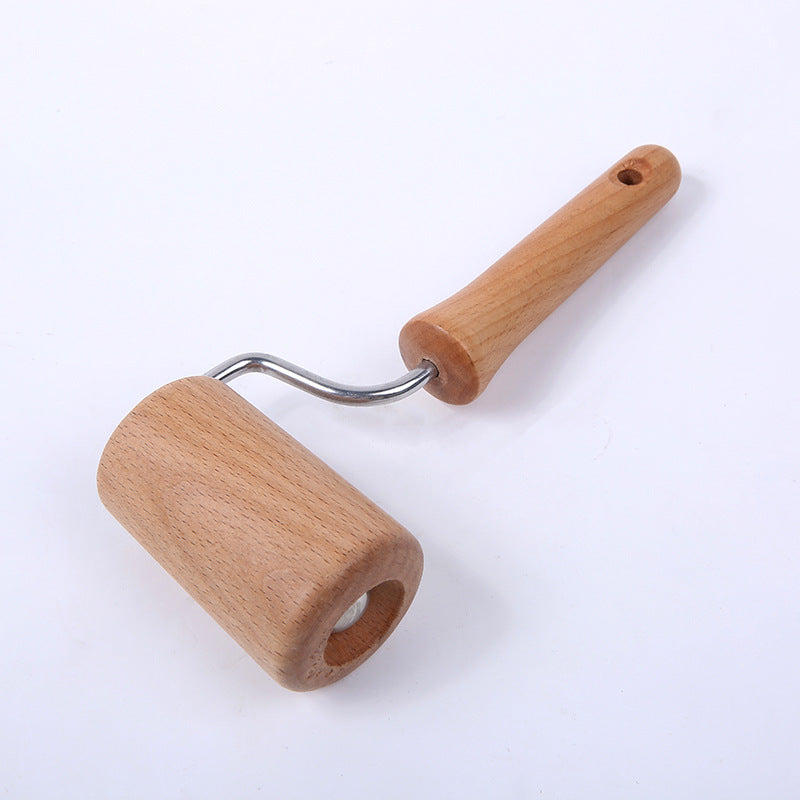 Factory direct selling cross border beech roller rolling pin household double head diamond painted pancake anti skid beech pizza pancake