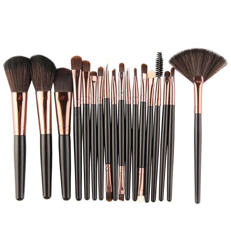 Lidschattenpinsel, Rougepinsel, Lippenpinsel und fächerförmiges Make-up-Pinsel-Set