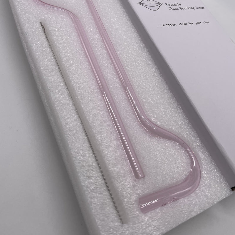 Anti-Falten-Glasstrohhalm für die Lippen, horizontale Lippenansetzung, 3er-Set