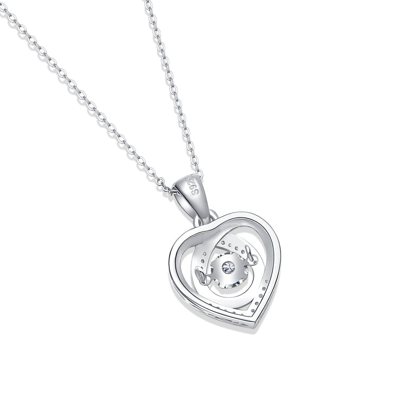 With You In My Heart – Um conjunto de pingente de colar moderno e moderno com Moissanite S925 de alta qualidade, banhado a prata e platina, pode ser testado com uma caneta de diamante