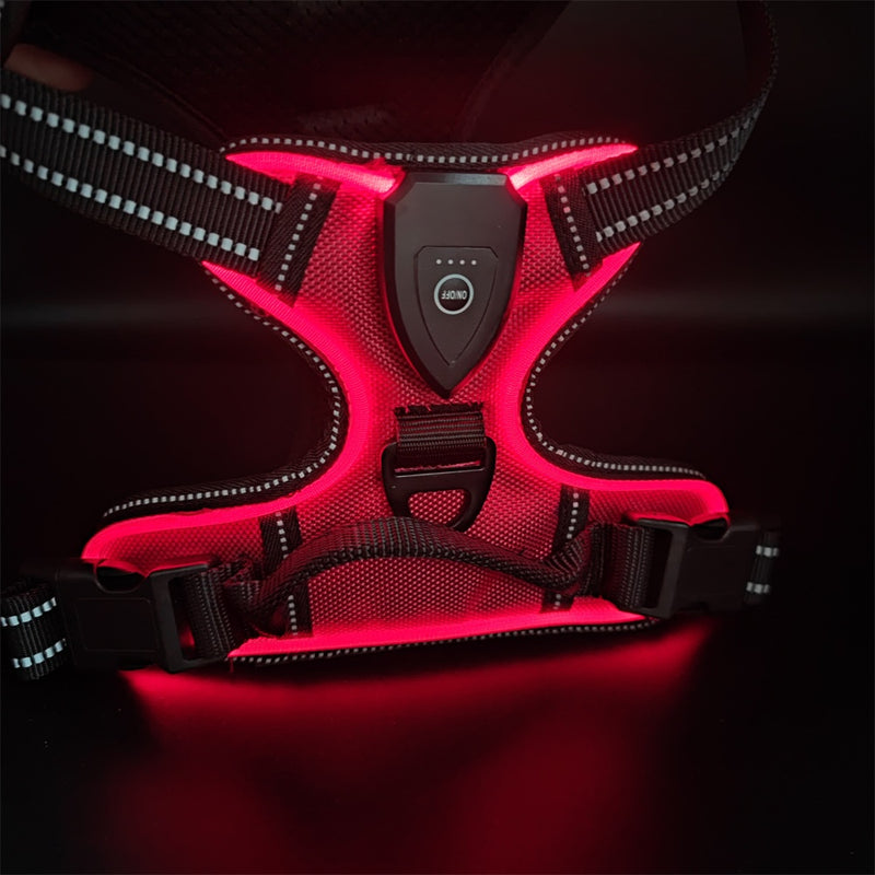 LED Pet Light-Up Harness Nighttime Dog Walking Anti-Collision Adjustable Flashing Vest For Cats And Dogs
