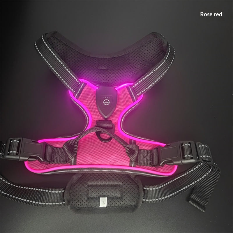 LED Pet Light-Up Harness Nighttime Dog Walking Anti-Collision Adjustable Flashing Vest For Cats And Dogs