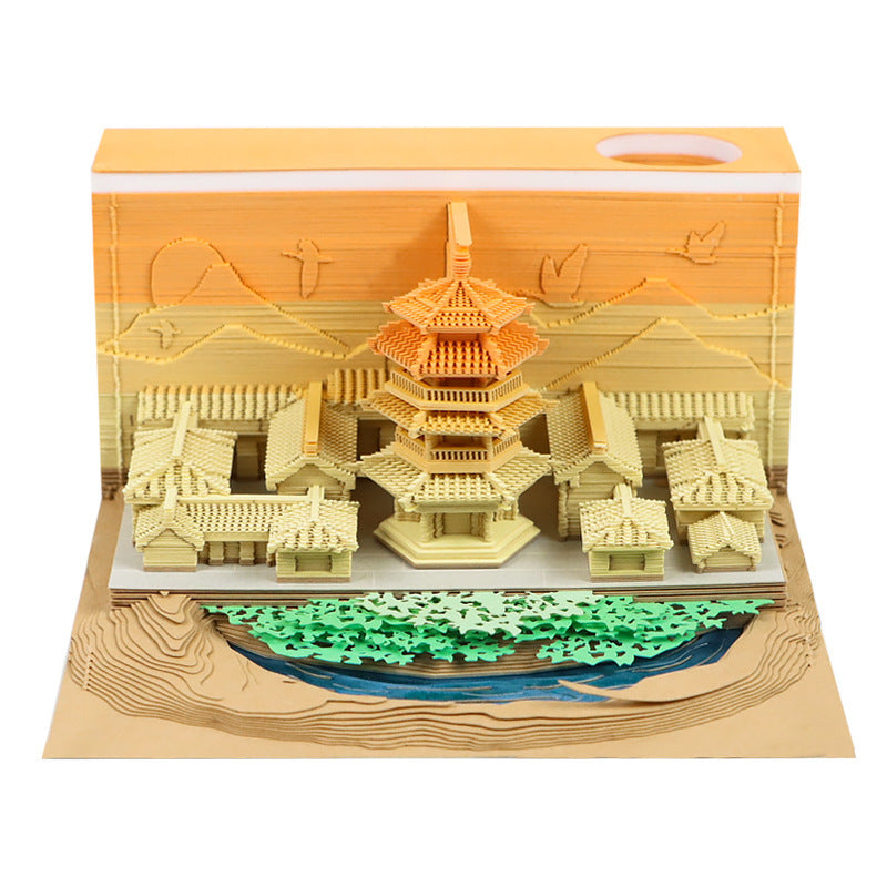 3D Sticky Note Paper Carving Creative Annual Meeting Tear-off Desktop Notepad Ornament