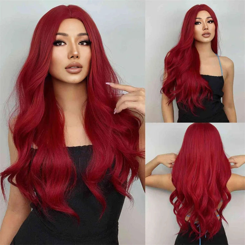 Peruca de Mulher com Madeixas, Cabelo Comprido, Encaracolado e Ondulado