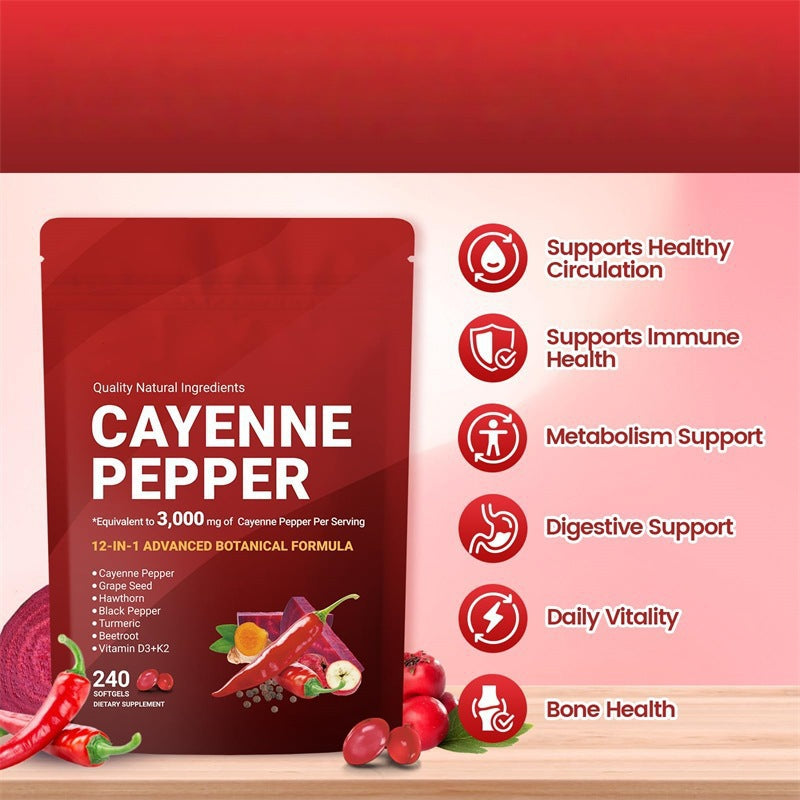 Grenzüberschreitende Cayennepfeffer-Vitamin-Softgels, 240 Stück, gefragter Vorrat