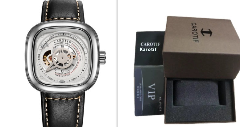 The hot blast dunk watch fashion automatic mechanical watches Mens hollow square dial watch