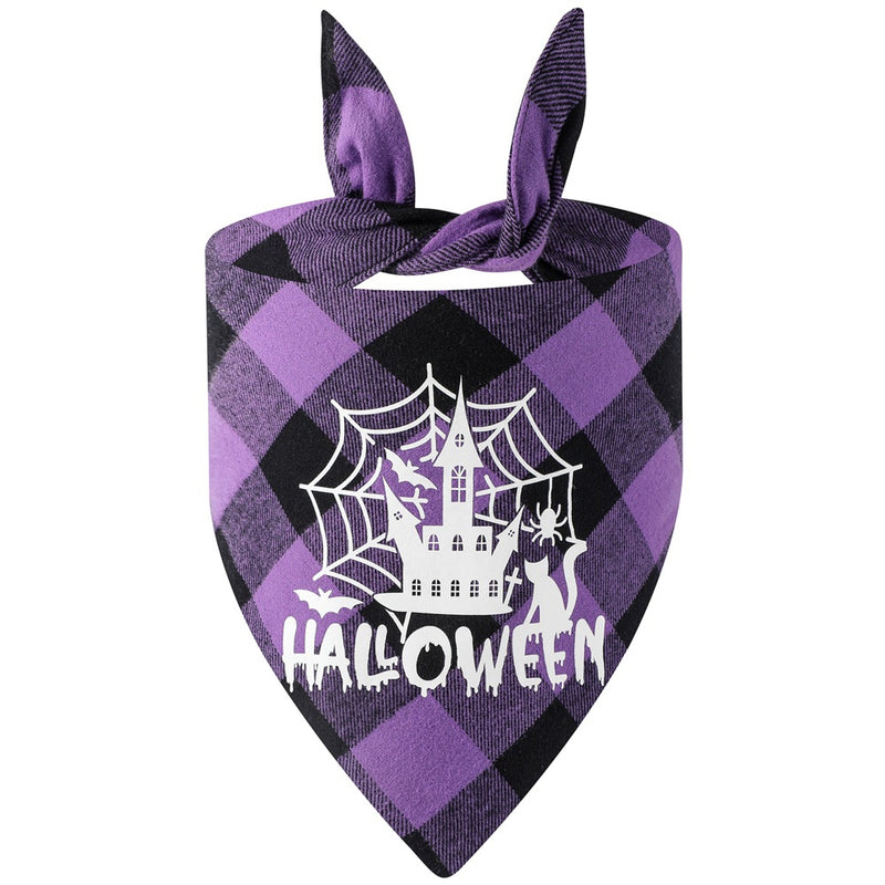 Lenço de Saliva para Animais de Estimação com Padrão Xadrez Luminoso para o Halloween