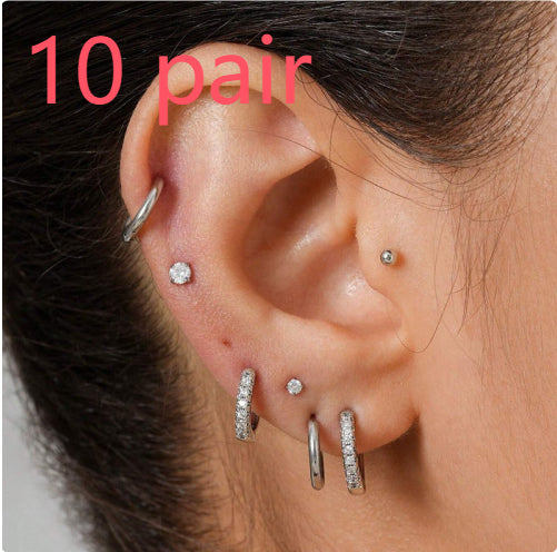 Exquisite And Versatile Small Inlaid With Diamond Ear Studs