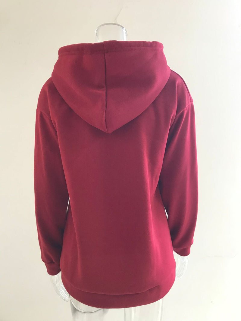 Long-sleeved Hooded Sweatshirt With Pockets Fashion Casual Button Drawstring Design Hoodie Top Spring And Autumn Sports Clothing For Women