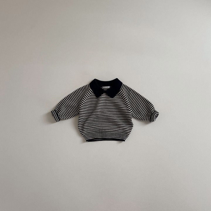Children's Polo Collar Stripes Knitted Sweater