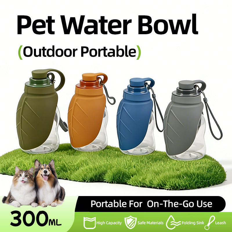 Garrafa de água dobrável portátil de silicone para animais de estimação