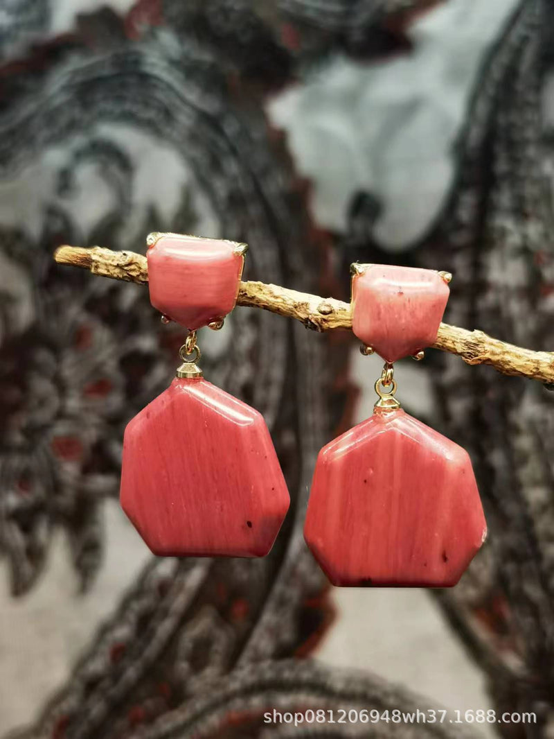 Gotas auriculares naturais de ametista olho de tigre e rodocrosita