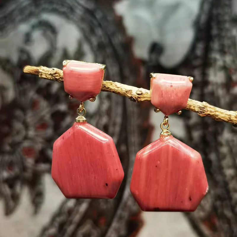 Gotas auriculares naturais de ametista olho de tigre e rodocrosita
