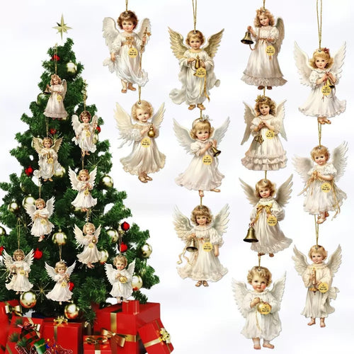 12 Pieces Victoria Angel Wooden Ornaments Set