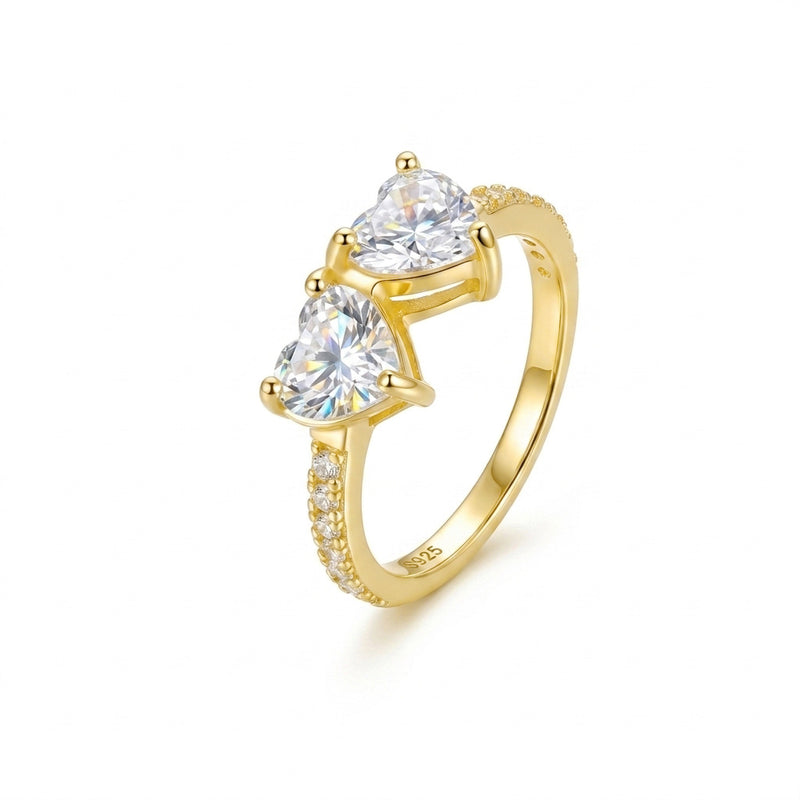 Sterling Silver Ring With A Heart-shaped Moissanite For Women