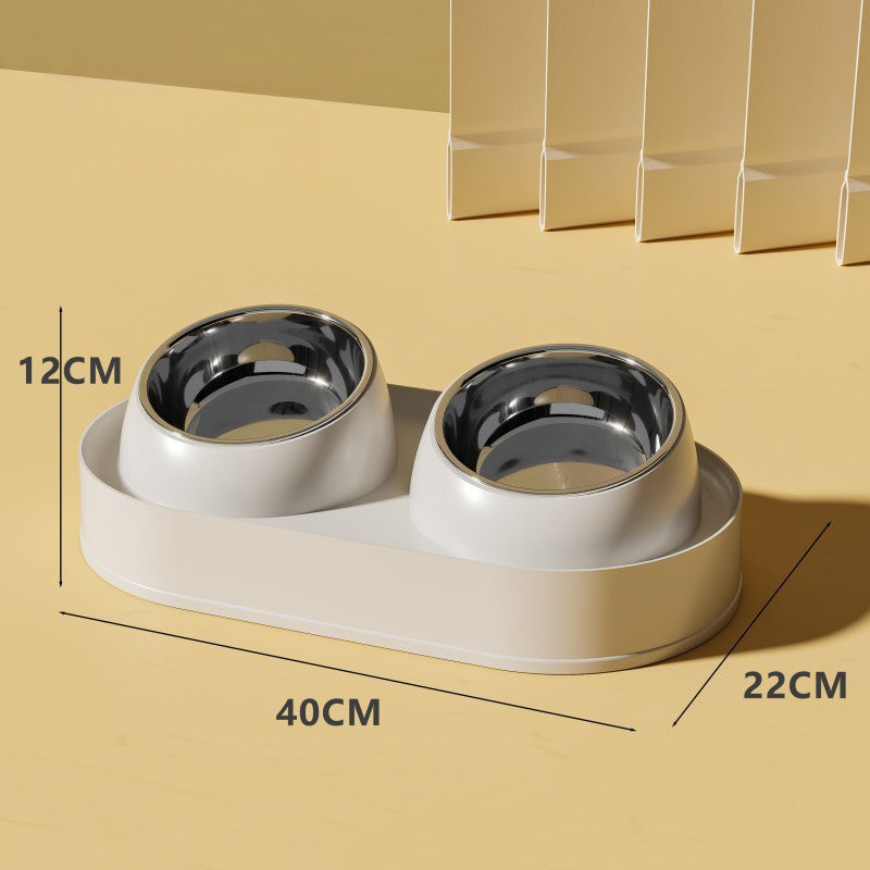 Tigela Dupla para Animais de Estimação com Inclinação para Proteção do Pescoço, Taça Antiderrapante para Cão e Gato, Comedouro e Bebedouro Elevado, Previne Queixo Preto, Artigos para Animais