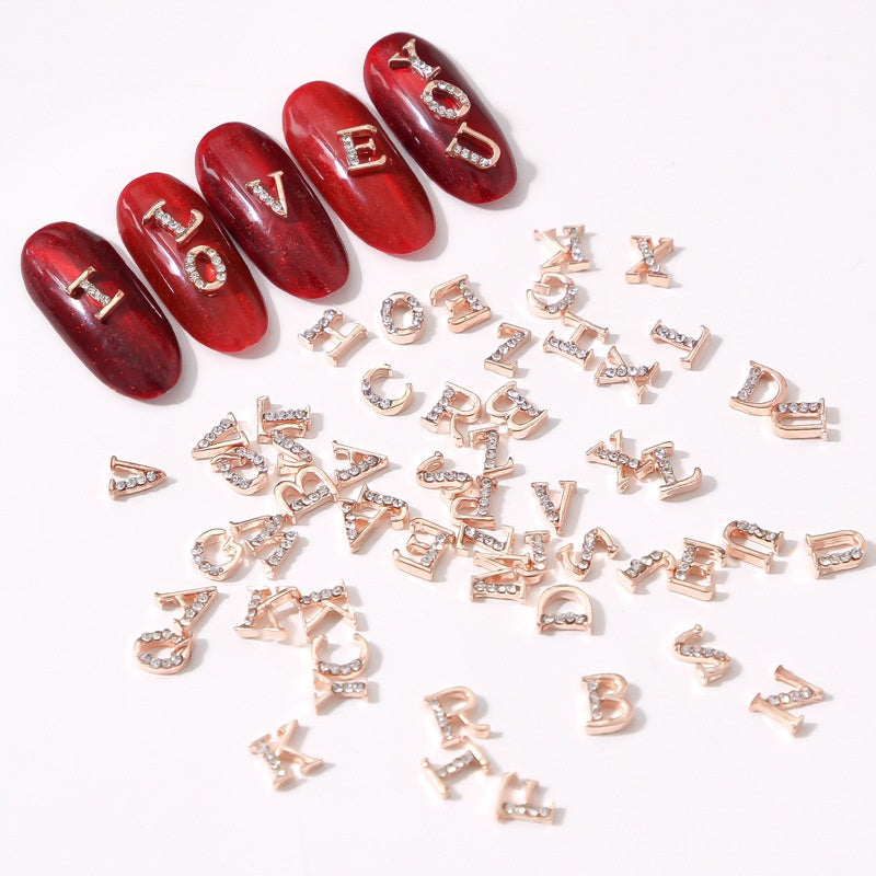 26 Letter Alloy Nail Ornament Nail Crystal