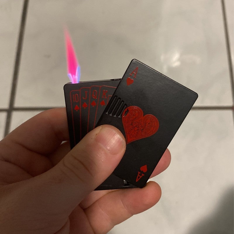 Isqueiro Insuflável Eletrónico À Prova de Vento com Design Criativo de Cartas de Jogar