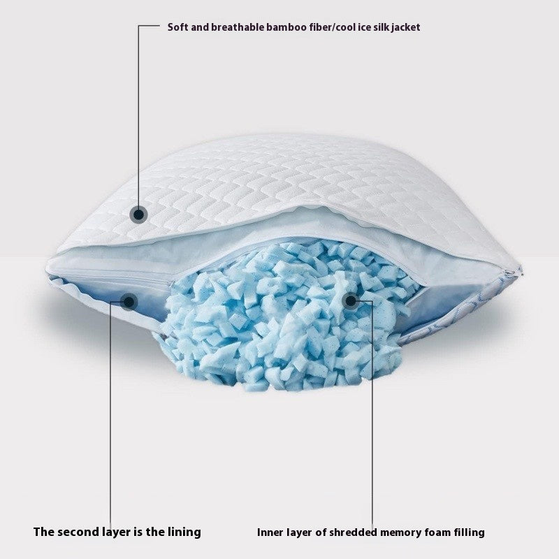 Memory Foam Ice Silk Cool Feeling Memory Crushed Sponge Pillow