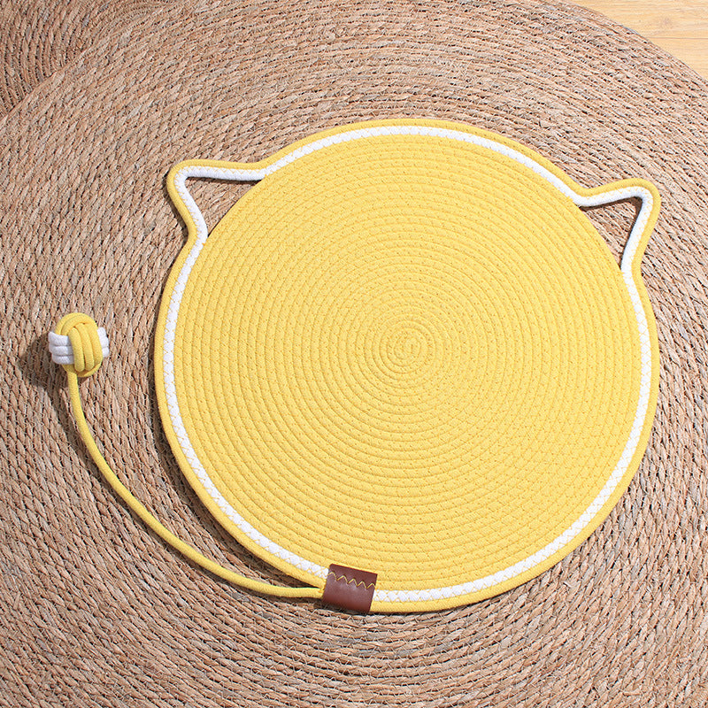 Cat Scratch Pad For Indoor Cats Kitten  Round Cat Scratcher Pad, Woven Cotton Rope Cat Scratching Mat, Couch Protector For Wall, Furniture, Carpets, Sofas