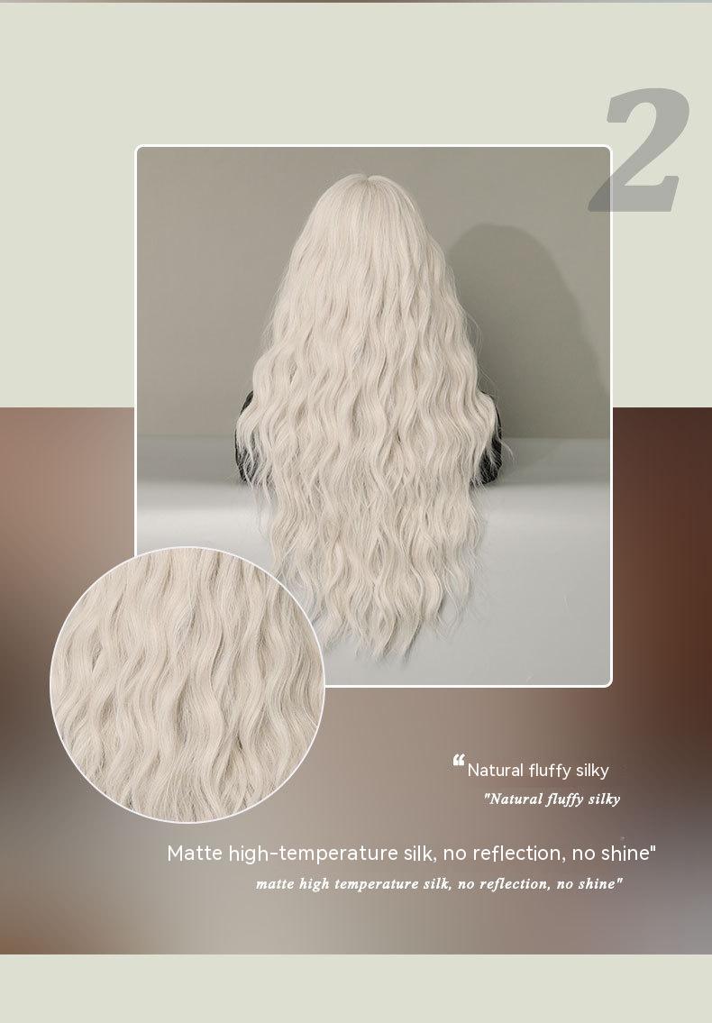Silberrosa gelockte lange Haare Vollperücke Naturgetreu flauschig Lolita Anime Cosplay