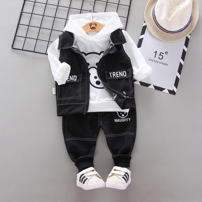 Boys' Sports Suit Casual Sweatshirt Three-Piece Set