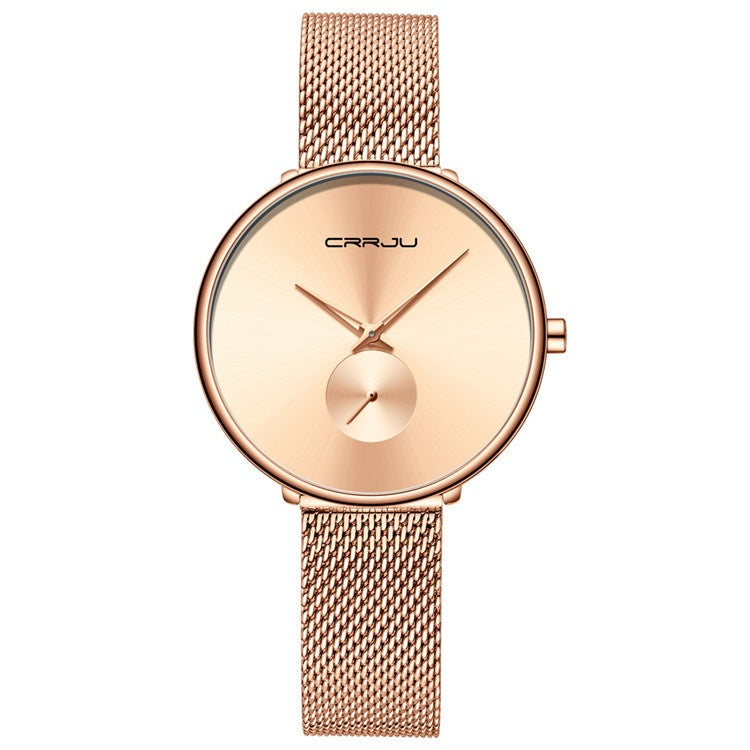 Damenarmbanduhr aus Edelstahl mit schlichtem Mesh-Armband