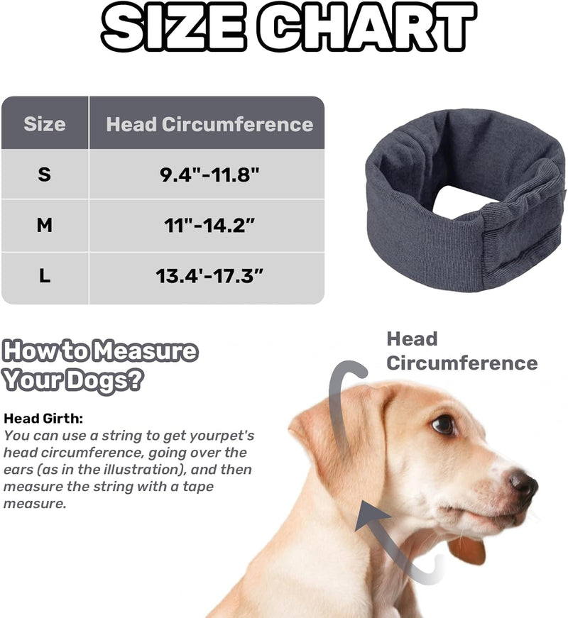 Capuz calmante para cães, proteção auricular sem abas, protetores de ouvidos ajustáveis para cão, para redução de ruído, faixa de cabeça para alívio de ansiedade, hematomas, higiene e secagem forçada.