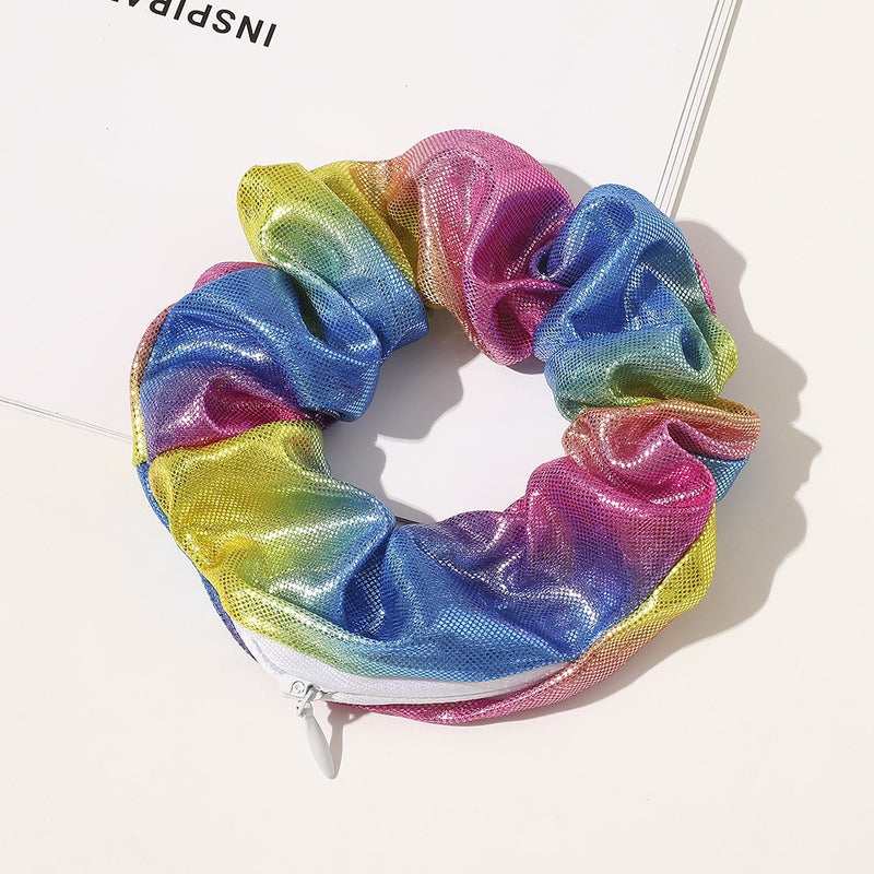 European And American Printed Satin Zipper Large Intestine Hair Ring