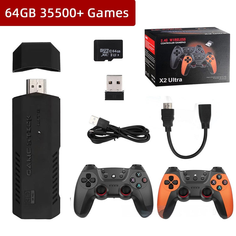 Consola de Jogos TV X2 Ultra Home HD 24g Sem Fios HDMI Arcade 3D para Dois Jogadores