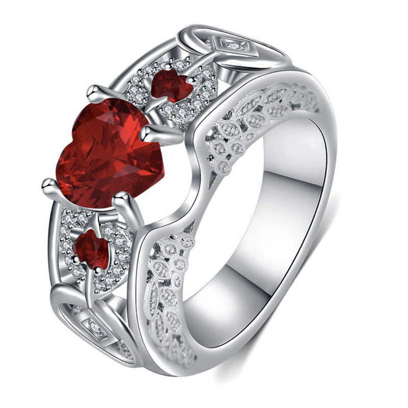 Princess Ring Heart-shaped Ruby Engagement Ring