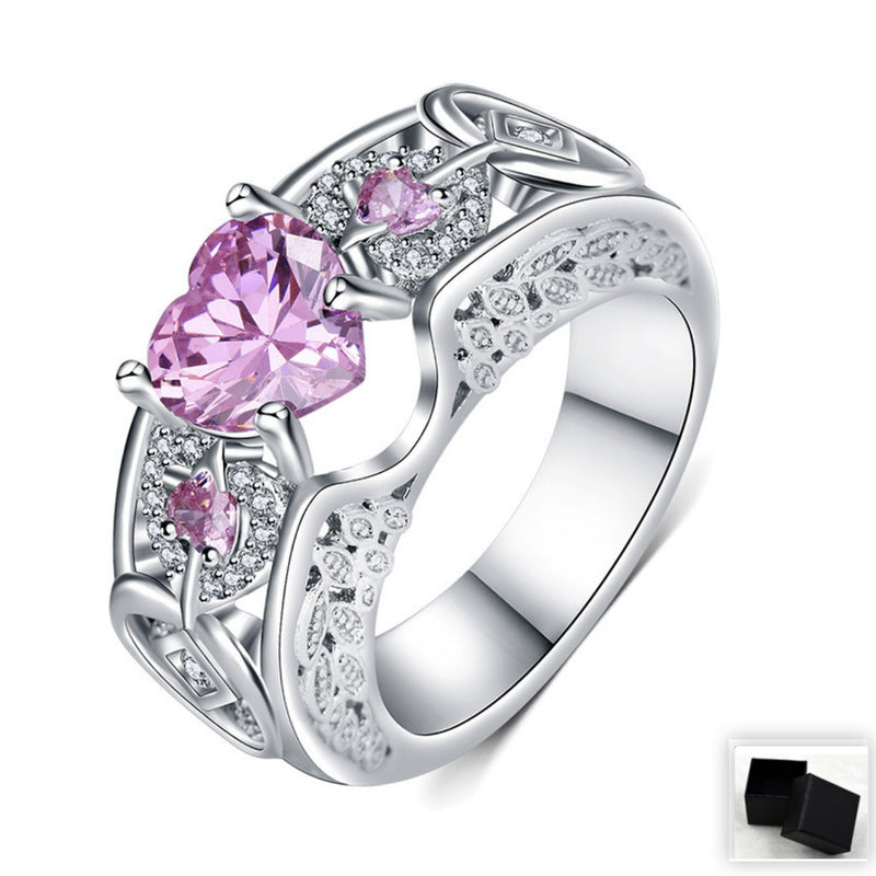 Princess Ring Heart-shaped Ruby Engagement Ring