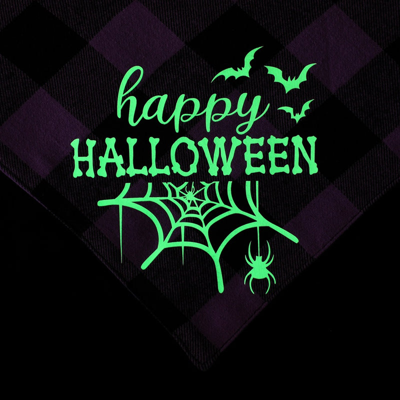 Lenço de Saliva para Animais de Estimação com Padrão Xadrez Luminoso para o Halloween