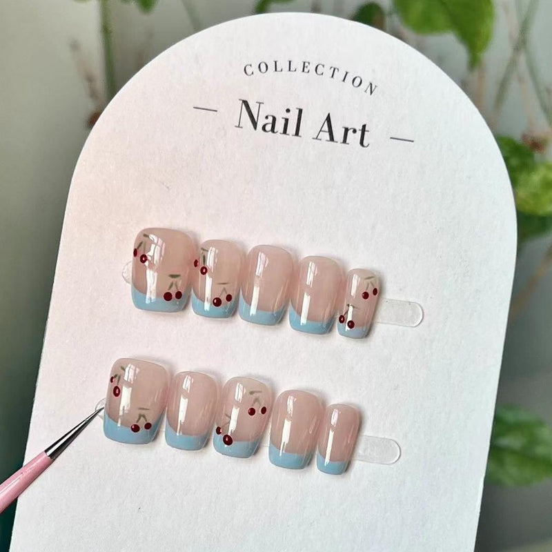 French Cherry Manicure Handmade Detachable Wear Nail