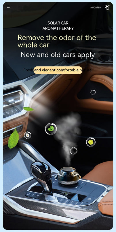 Ambientador de Ar Cinético Portátil para Carro com Alimentação Solar, Difusor de Perfume com Rotação de Anel Duplo e Purificador de Ar